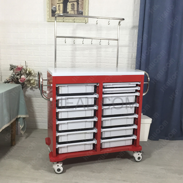 HITT-93007C Medical Multifunction Cart Hospital Emergency Infusion Trolley