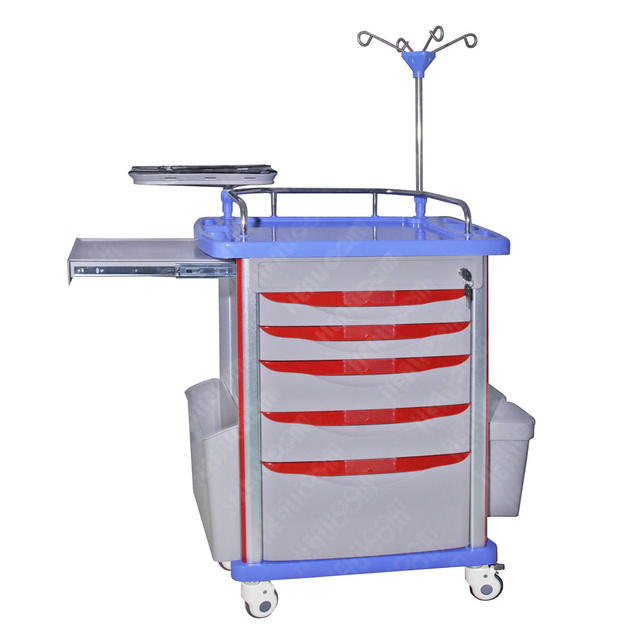 HET-75001B Medical Anaesthesia Cart Treatment Hospital Drug Emergency Trolley