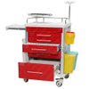 HET-62332A7 Hospital Furniture Medical Movable First Aid Cart ABS Emergency Trolley
