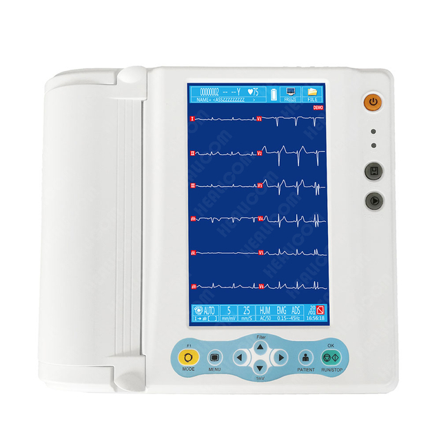 HE-12C Portable 12 Channel 12 Leads 9 Inch Color Touch LCD Screen Digital Electrocardiogram ECG Machine
